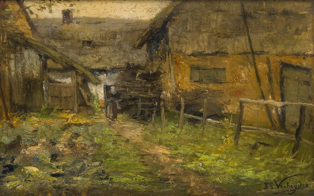 Isidore Verheyden comparable auction result: isidore verheyden 1846 1905 animated farm view oil on panel