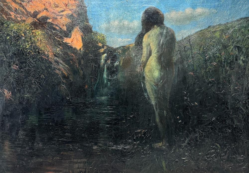Feliks Wygrzywalski comparable auction result: feliks michal wygrzywalski standing female nude at a spring