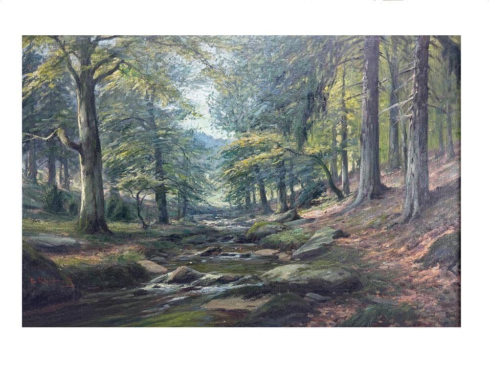 Adolf Rheinert comparable auction result: adolf rheinert 1879 1958 forest landscape with stream