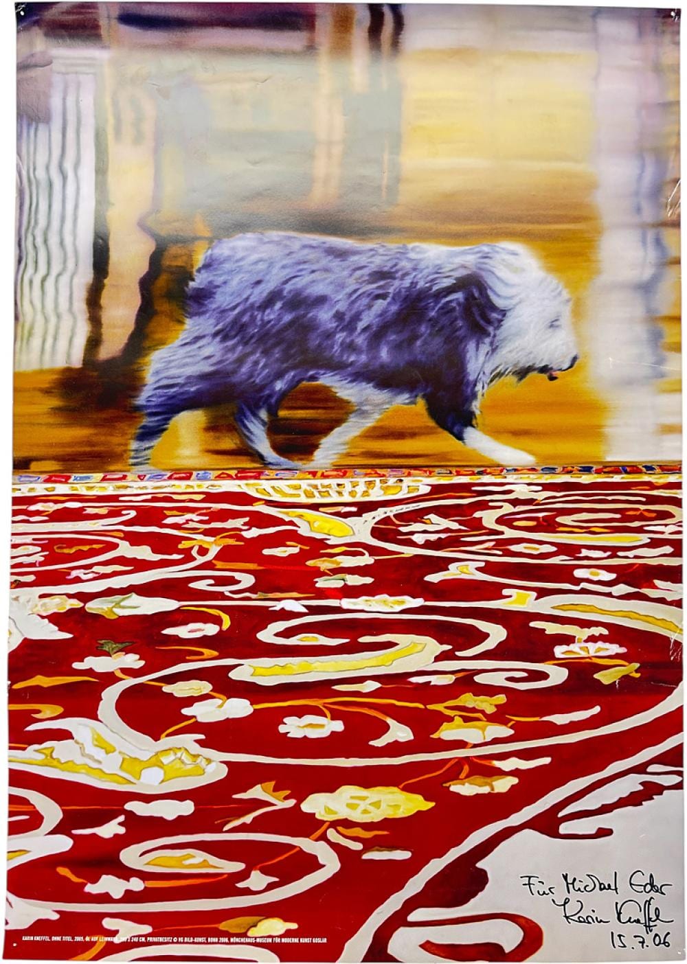 Karin Kneffel comparable auction result: karin kneffel born 1957 poster bobtail on ornamental carpet