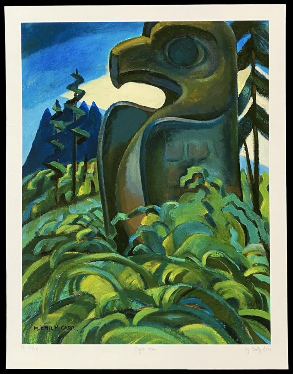Emily Carr “Eagle Totem" Lithograph sold by Monarch Auction and Estate Services, lot 1161 — auction record photograph