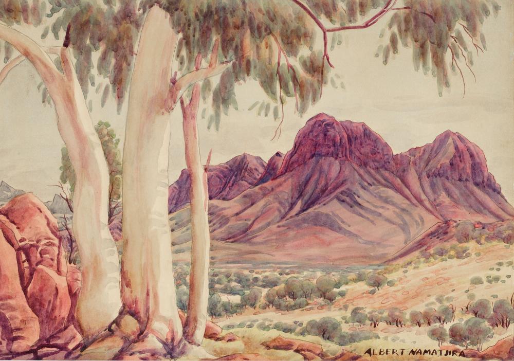Albert Namatjira comparable auction result: albert namatjira 1902 1959 near corroboree rock eastern macdonnells c1945