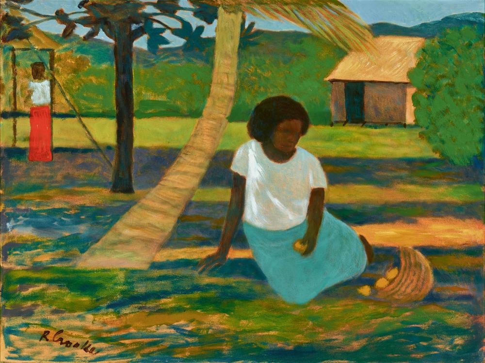 Ray Crooke comparable auction result: ray crooke 1922 2015 island village scene