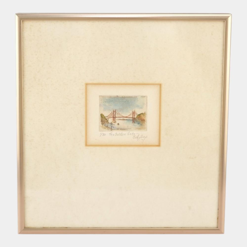 Betty Guy comparable auction result: betty guy american 1920 2016 the golden gate bridge miniature framed lithograph print 1 30