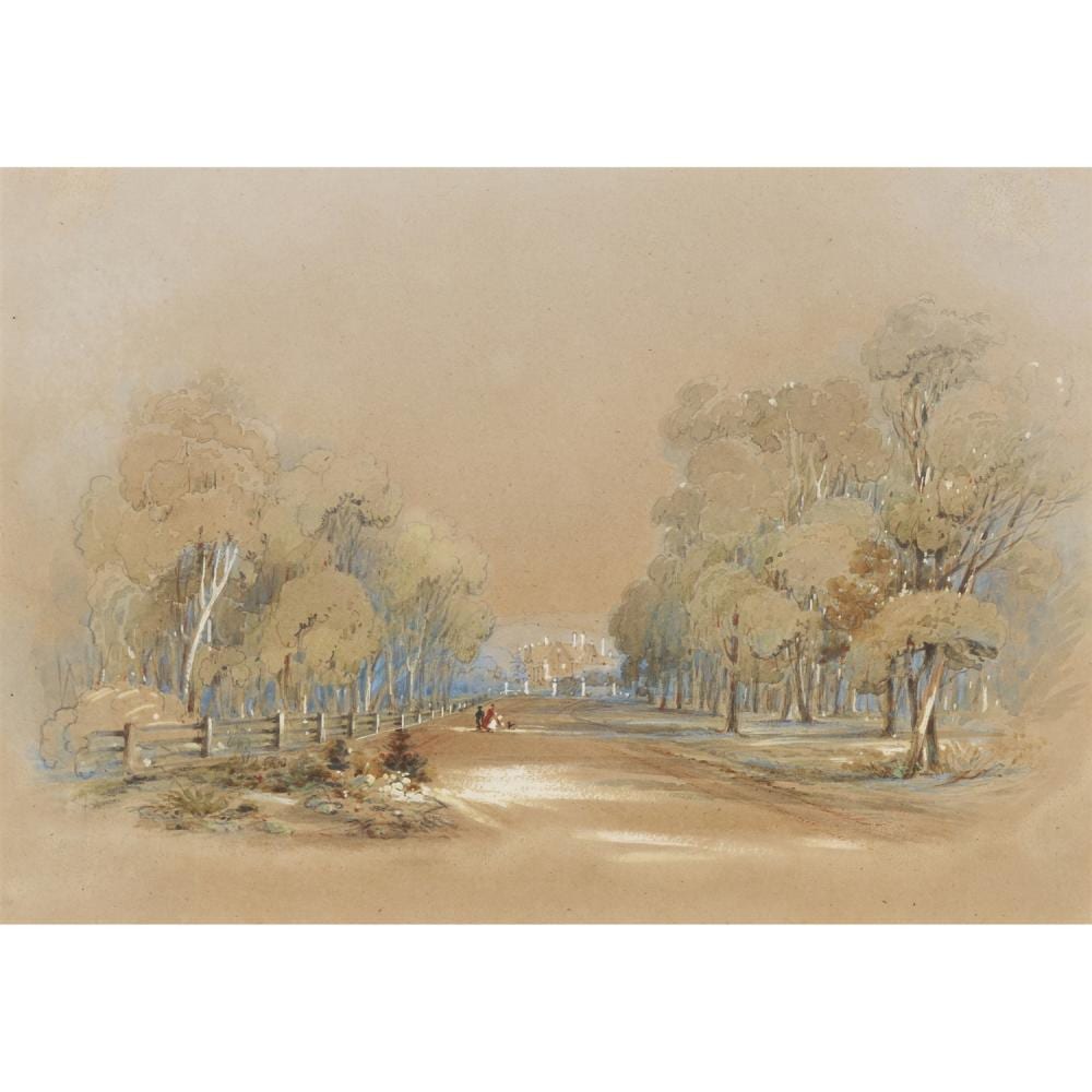 Conrad Martens comparable auction result: conrad martens 1801 1878 canterbury house sydney view from the gatehouse c 1860 watercolour pencil and gouache on paper 20 5 x