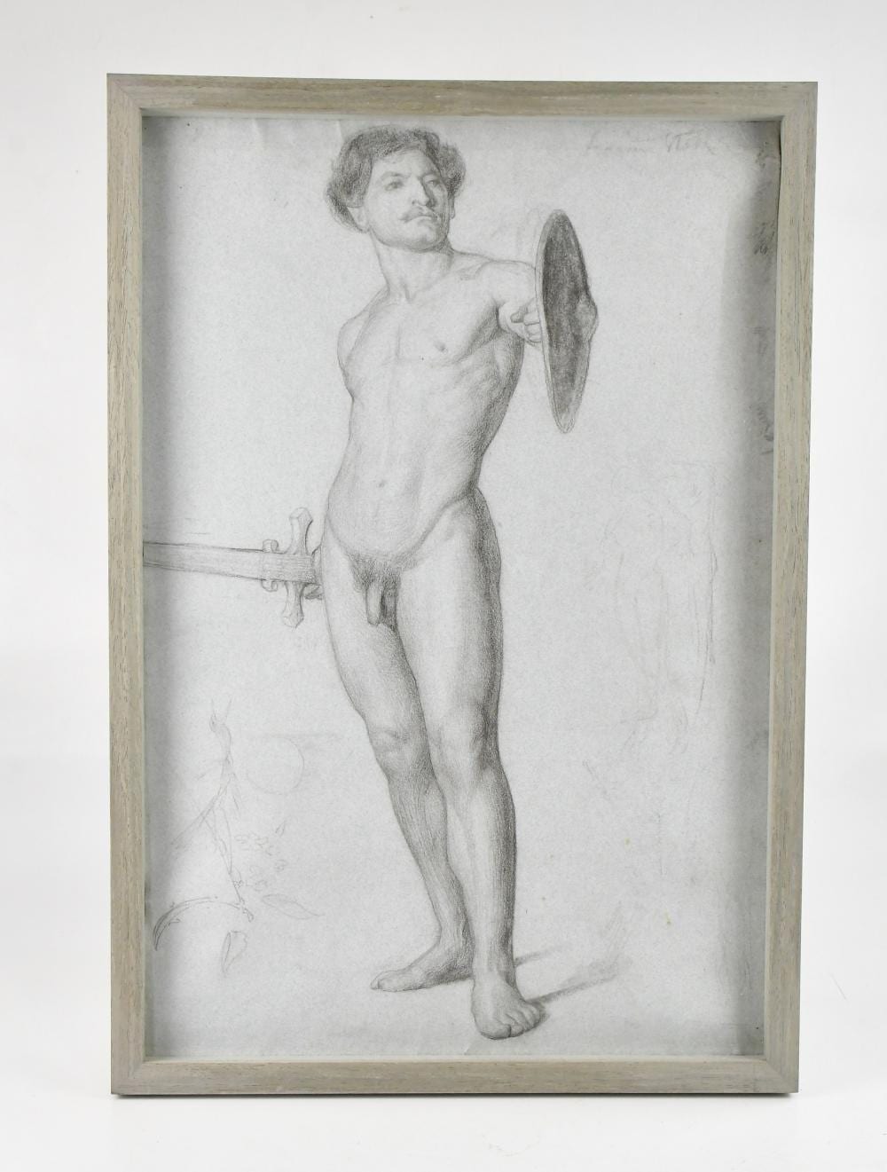 Adrian Scott Stokes comparable auction result: adrian scott stokes 1854 1935 pencil drawing nude male holding a sword and shield signed 55 x 37cm framed and glazed