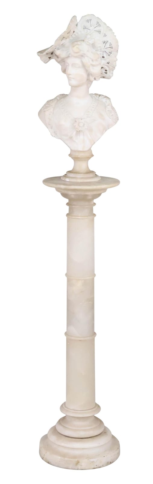Adolfo Cipriani comparable auction result: adolfo cipriani italian 1880 1930 bust of a woman with hat alabaster sculpture