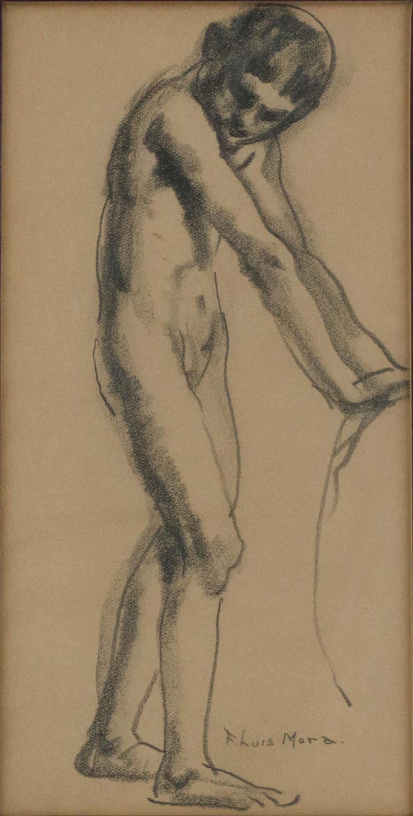 Francis Luis Mora comparable auction result: francis luis mora 1874 1940 standing male nude pencil on paper