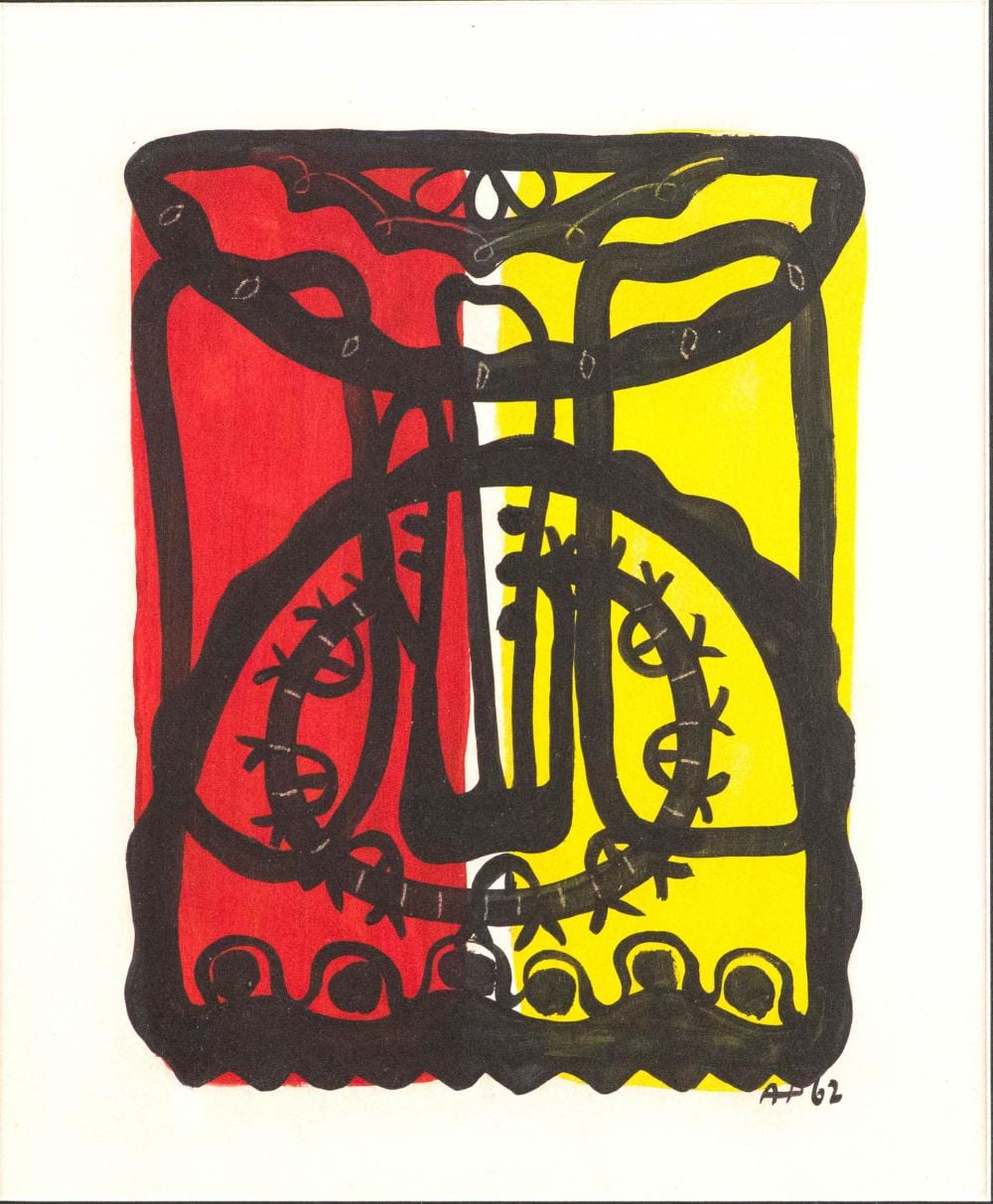 Amelia Pelaez comparable auction result: amelia pelaez 1896 1968 gouache abstract in red and yellow