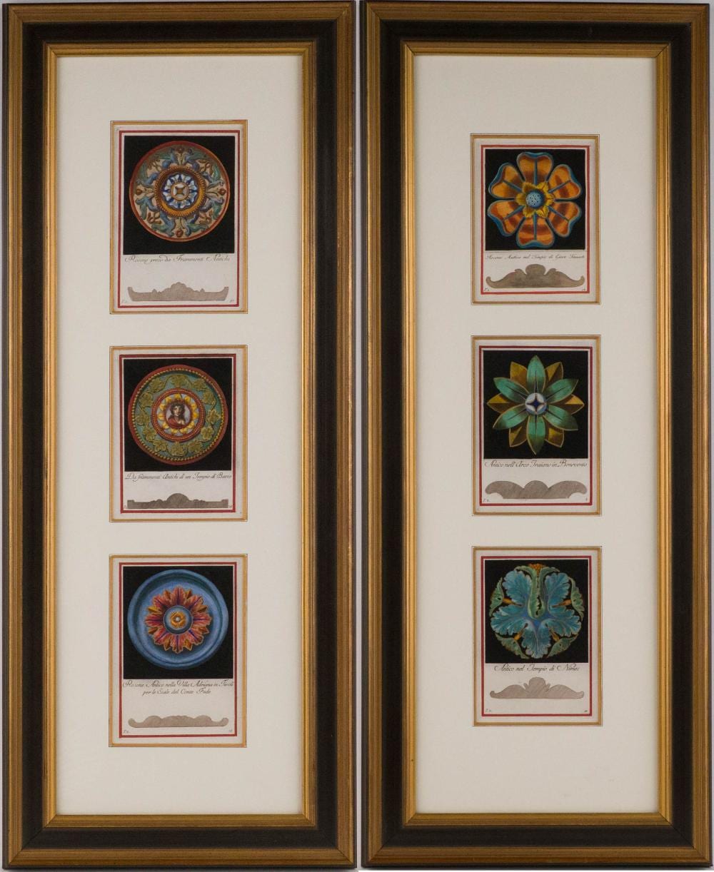 Carlo Innocenzo Carloni comparable auction result: carlo 1740 antonini 1740 1821 ceiling rosettes hand colored engravings