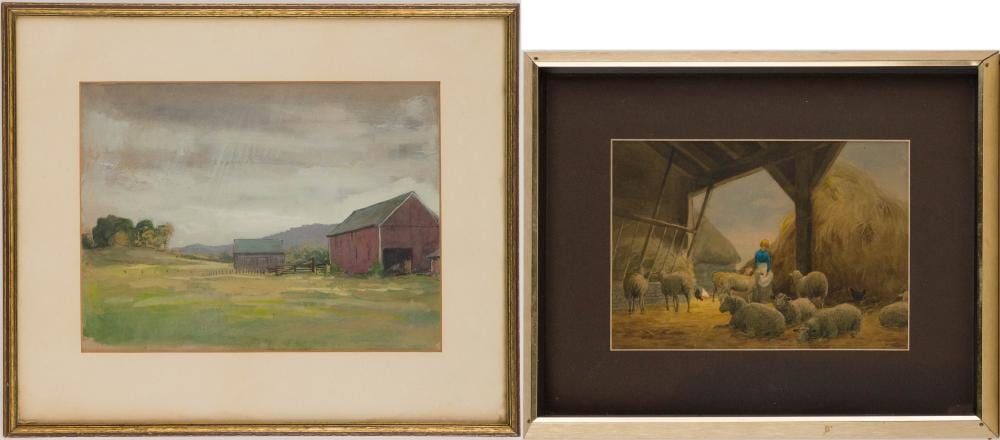 Robert Hogg Nisbet comparable auction result: robert hogg nisbet 1879 1961 the red barn watercolor on paper
