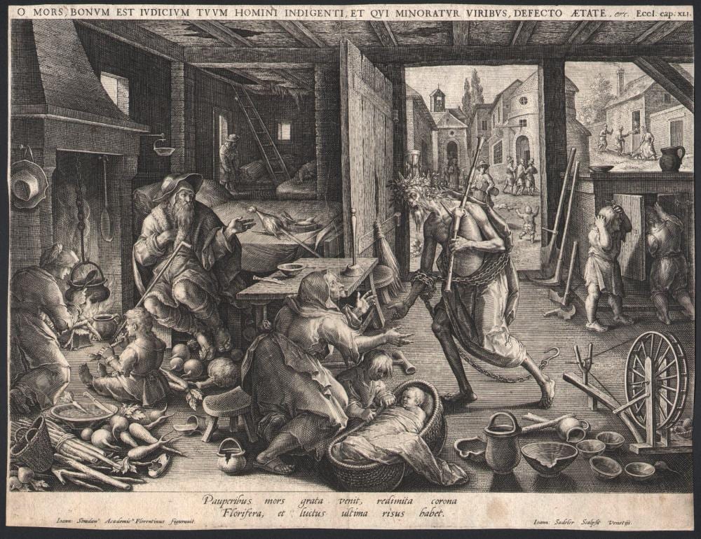 Jan (1778) Kobell comparable auction result: jan johannes sadeler pauperibus mors grata venit after johannes stradanus