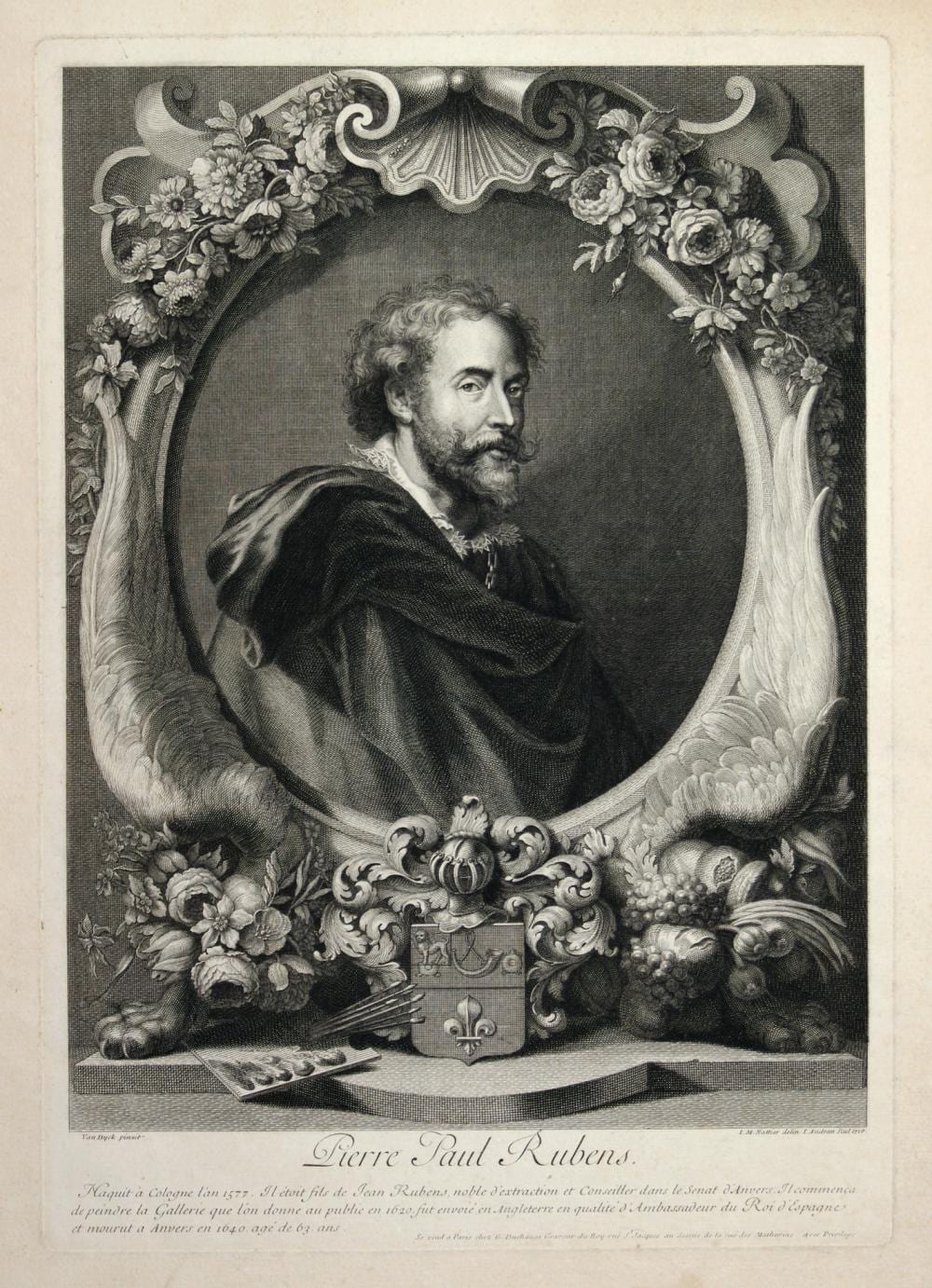Anton van Dyck comparable auction result: jean audran portrait of pierre paul rubens after anton van dyck