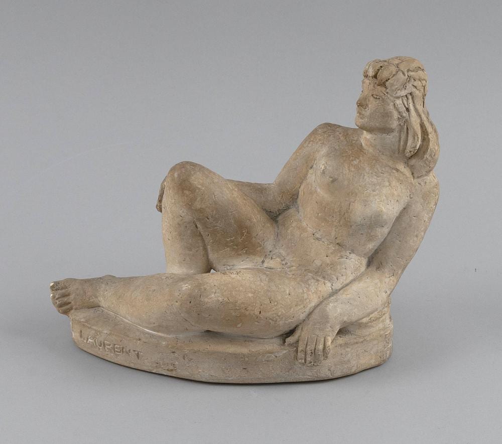 Robert Laurent comparable auction result: robert laurent maine new york 1890 1970 carved stone reclining female nude height 7 75