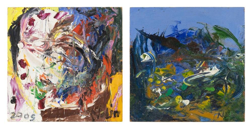 Ray Nolin comparable auction result: ray nolin massachusetts connecticut 1954 59 2015 two small abstracts oils on plywood 6 x 6 unframed