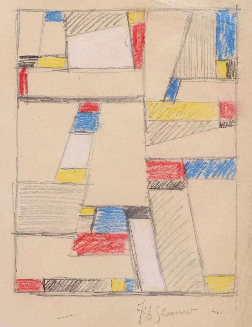 Fritz Glarner comparable auction result: fritz glarner 1899 1972 colored chalk graphite drawing