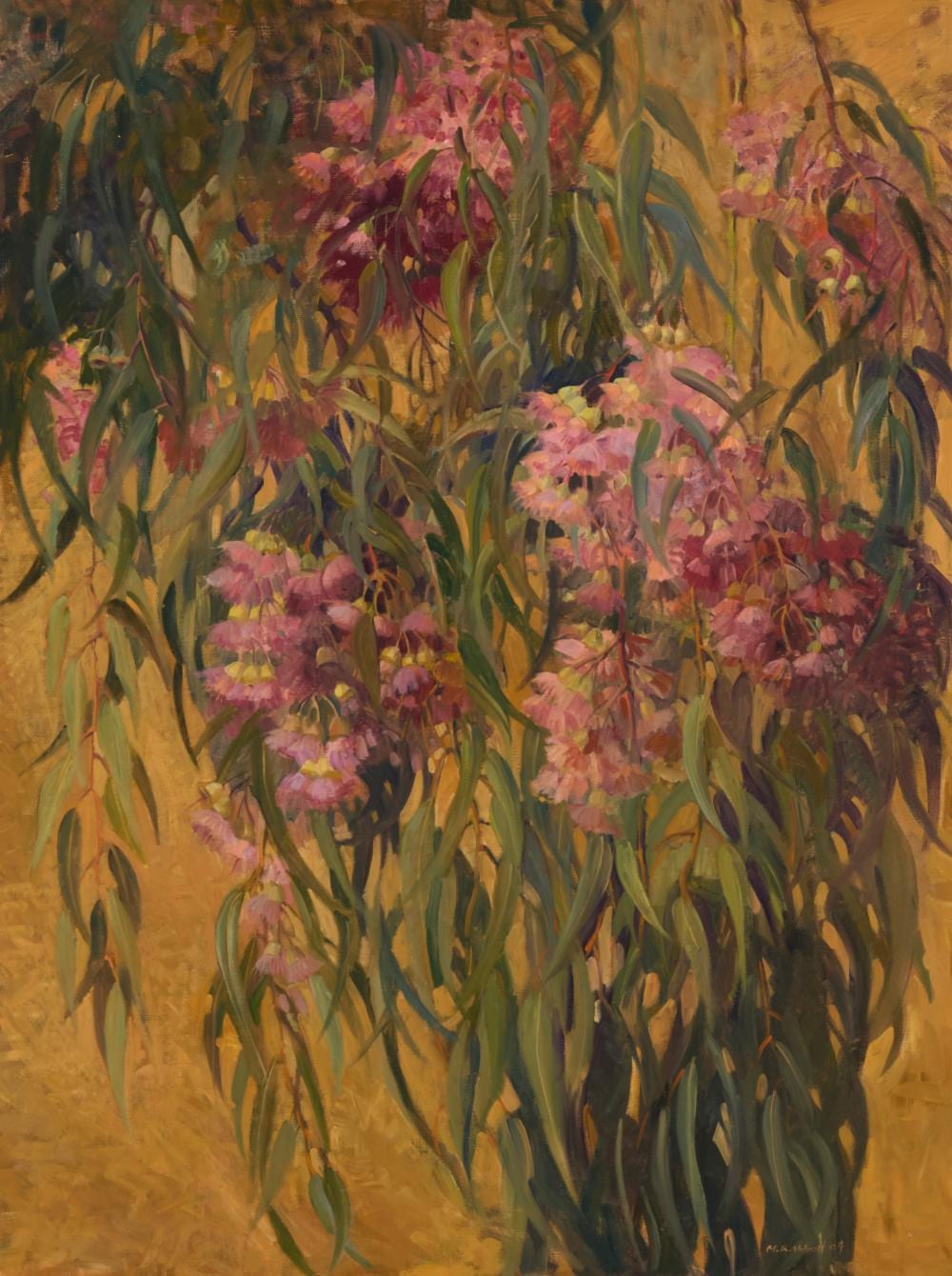 Meredith Brooks Abbott comparable auction result: meredith brooks abbott b 1938 red eucalyptus blossoms 2004