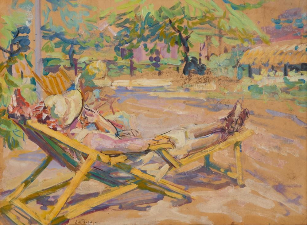 Joseph Raphael comparable auction result: joseph raphael 1869 1950 a figure lounging in a garden