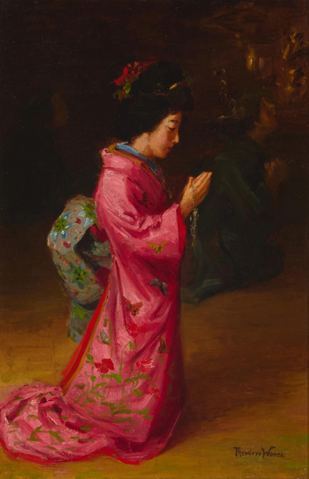 Theodore Wores comparable auction result: theodore wores 1859 1939 lady in kimono