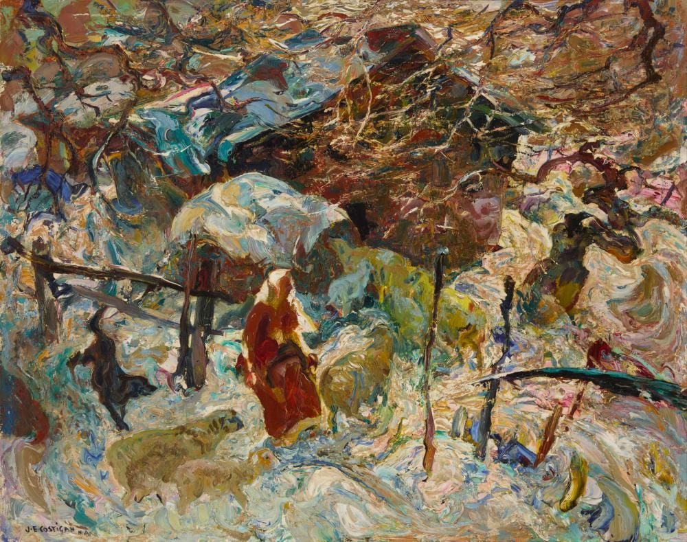 john edward costigan 1888 1972 barnyard winter 1949 · John Moran Auctioneers · 2026-05-05 John Edward Costigan comparable auction result: john edward costigan 1888 1972 barnyard winter 1949