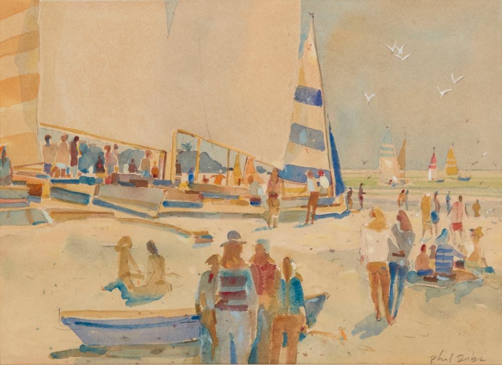 phil dike 1906 1990 sunday sails 3 · John Moran Auctioneers · 2026-05-05 Phil Dike comparable auction result: phil dike 1906 1990 sunday sails 3