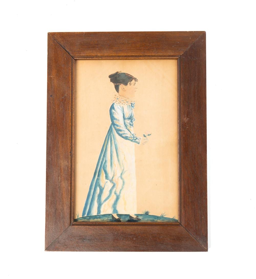 Jacob Maentel comparable auction result: jacob maentel maryland pennsylvania 1763 1863 folk art watercolor profile portrait of a lady