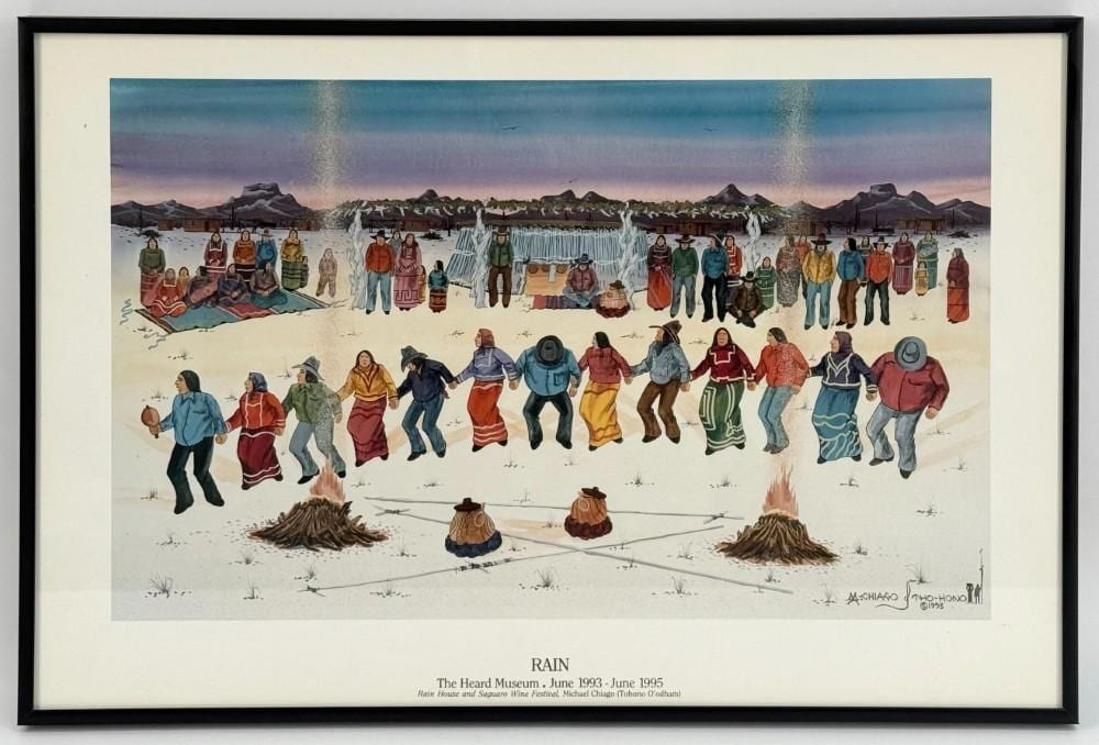 Michael Chiago comparable auction result: framed 1995 michael chiago rain heard museum exhibition poster