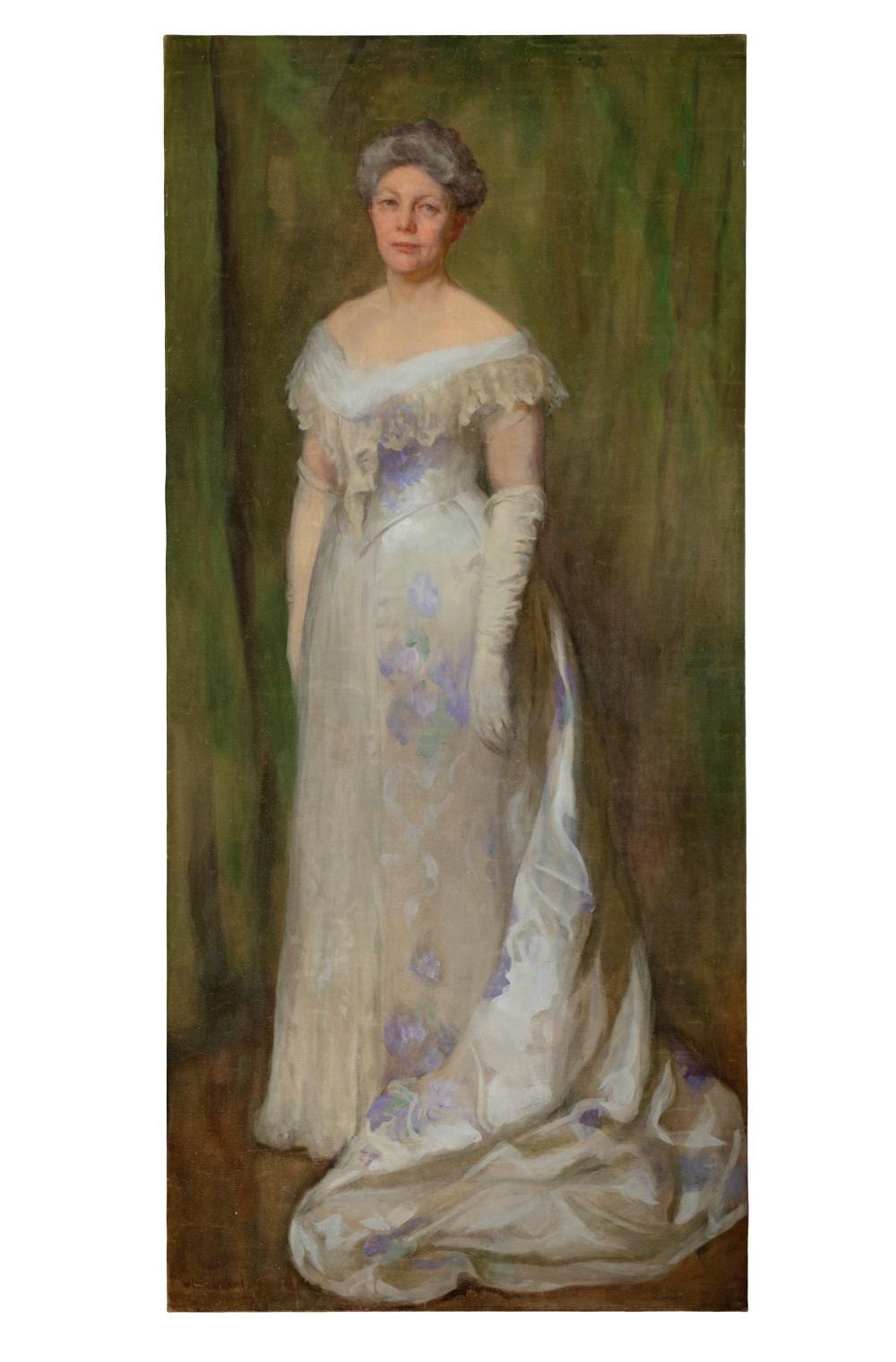 Wilton Lockwood comparable auction result: wilton lockwood american 1861 1914 portrait of a lady standing in a white evening gown full length oil on canvas 200 x 90cm signed wilton lockwood lower left