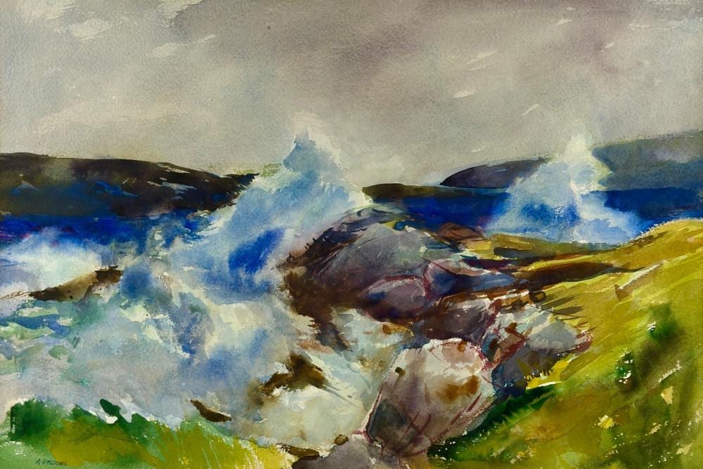 Reginald Leslie Grooms comparable auction result: abstract expressionist scene by reginald grooms