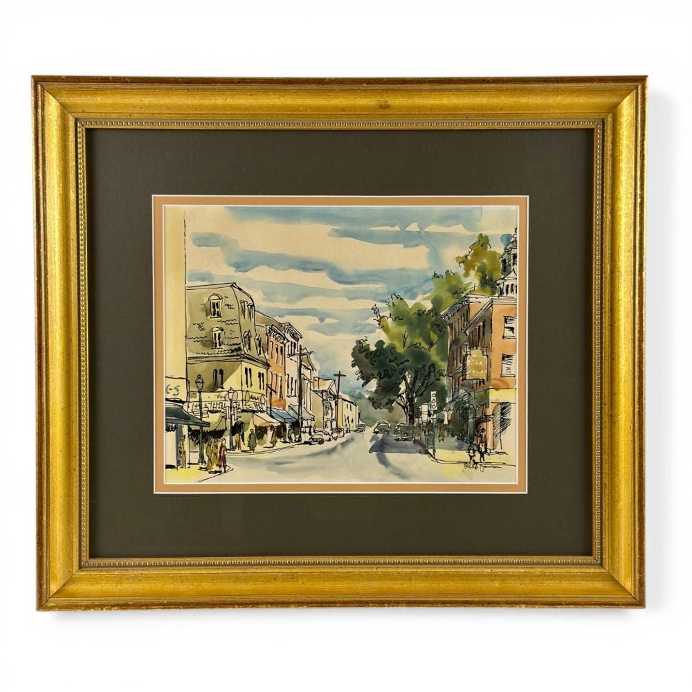 Philip Jamison comparable auction result: watercolor street scene by philip jamison