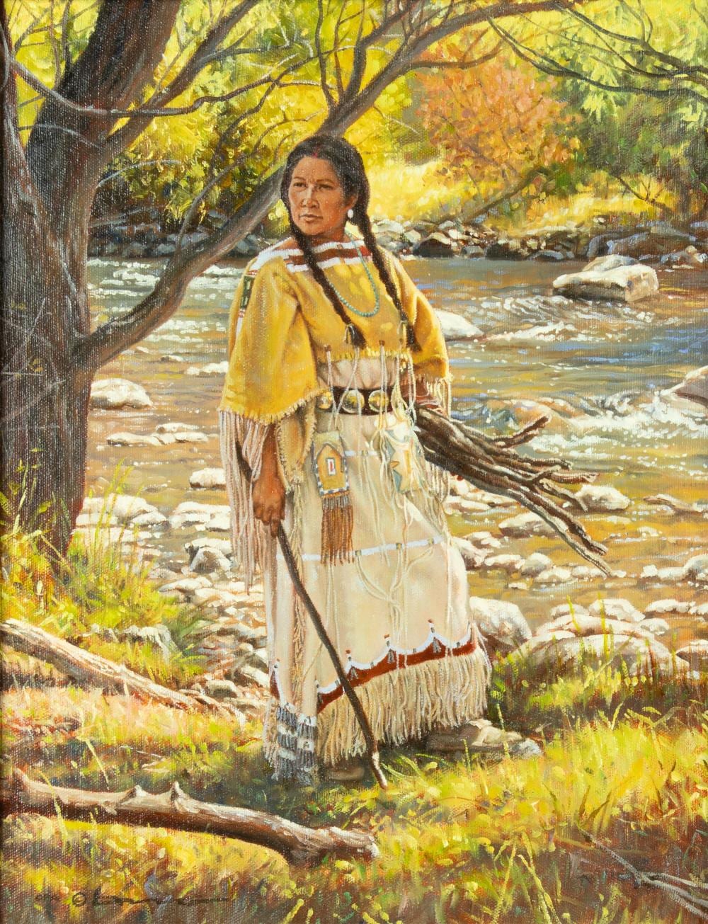 Steven Lang comparable auction result: steven lang b 1960 the wood gatherer
