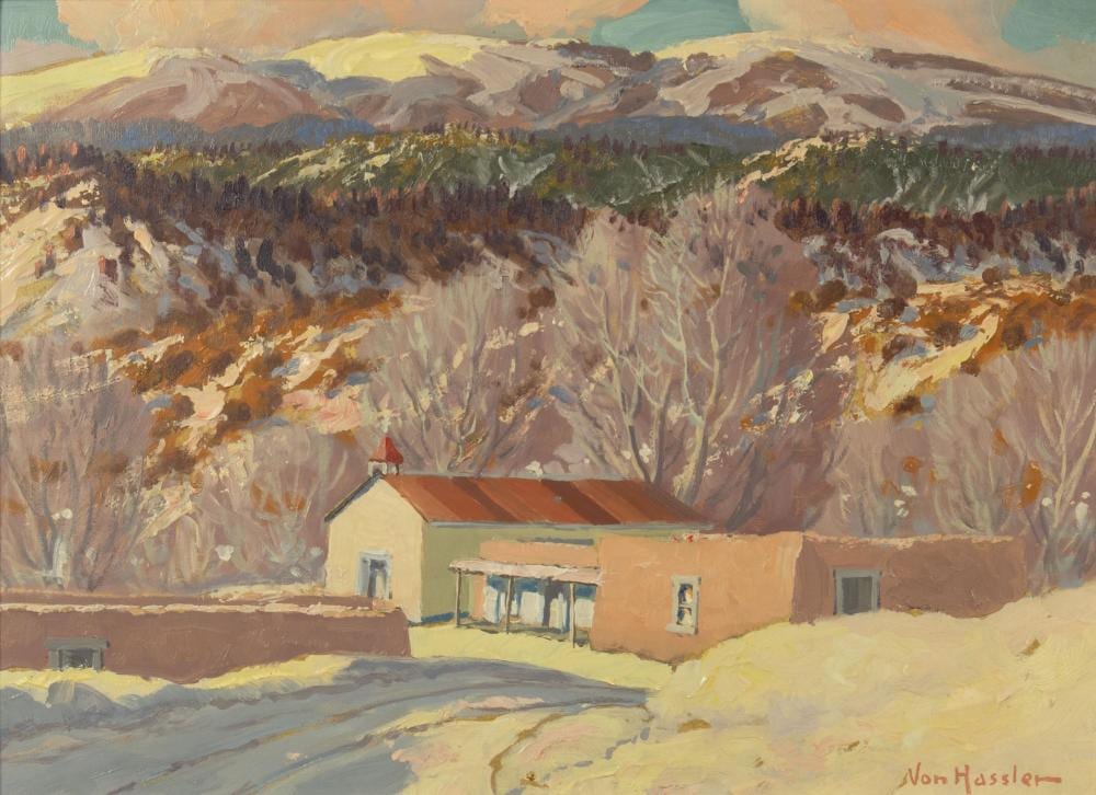 Carl Von Hassler comparable auction result: carl von hassler 1887 1969 new mexico church in winter