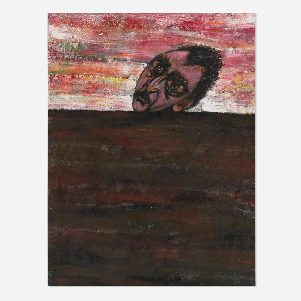 luis cruz azaceta self portrait listening to mother earth · Los Angeles Modern Auctions · 2026-04-28 Luis Cruz Azaceta comparable auction result: luis cruz azaceta self portrait listening to mother earth