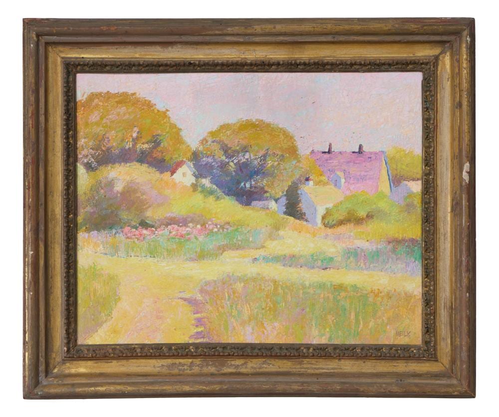 Hilda Neily comparable auction result: hilda neily american cape cod school b 1947 landscape with house h 16 in w 20 1 4 in framed h 25 in w 28 3 4 in