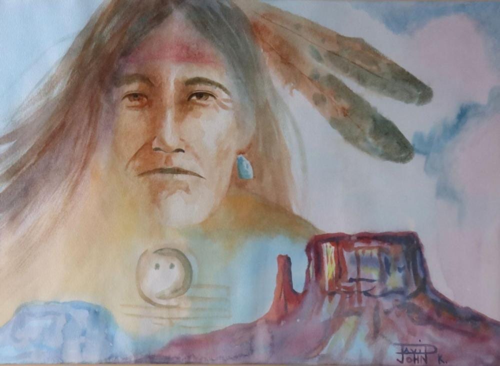 David K. John comparable auction result: david k john native american b 1963 watercolor painting on paper