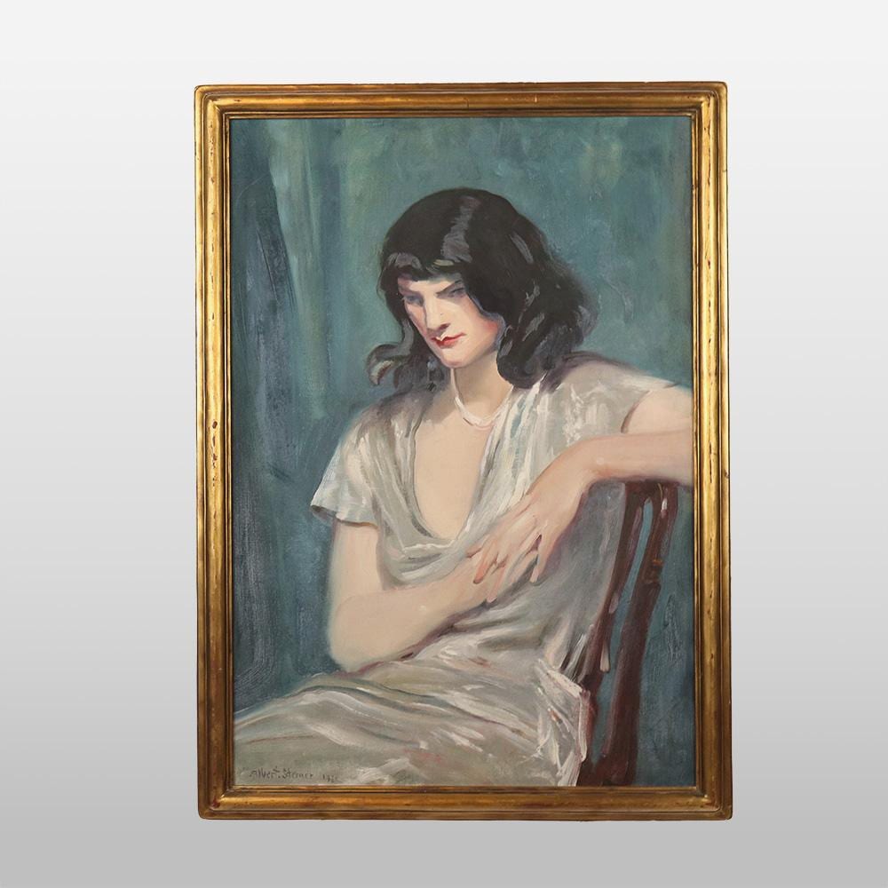 Albert Sterner comparable auction result: albert sterner oil on canvas portrait of a woman
