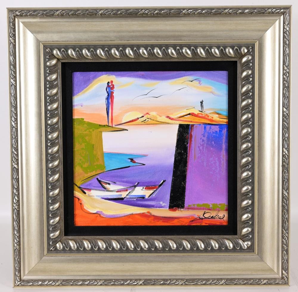 Alfred Gockel comparable auction result: alfred gockel on the docks 2015 acrylic