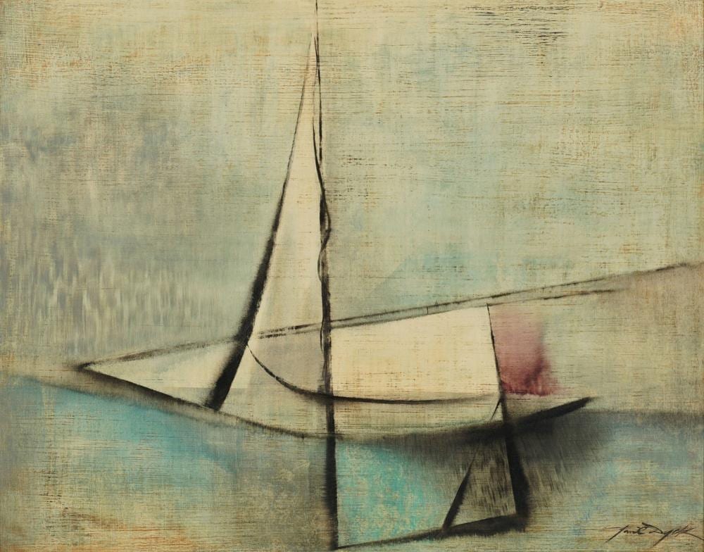 Paul Dyck comparable auction result: paul dyck 1917 2006 boat of white ocean blue