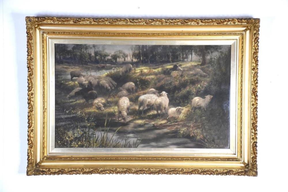 Henry William Banks Davis comparable auction result: henry william banks davis henry william banks hand coloured sepia of the sheep by the water supported in gilt frame h 44cm w 75cm