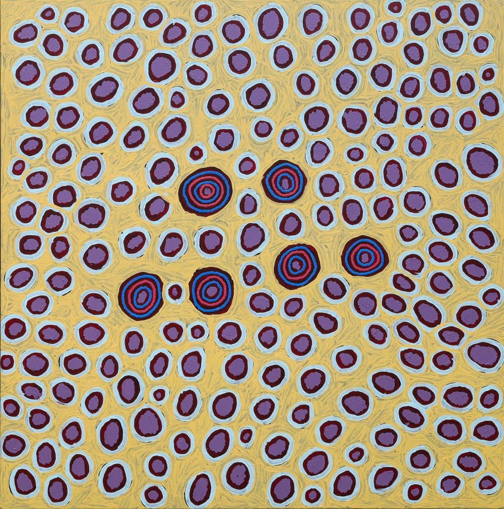 Mary Gibson Nakamarra comparable auction result: mary gibson nakamarra my country acrylic on canvas 99cm x 100cm