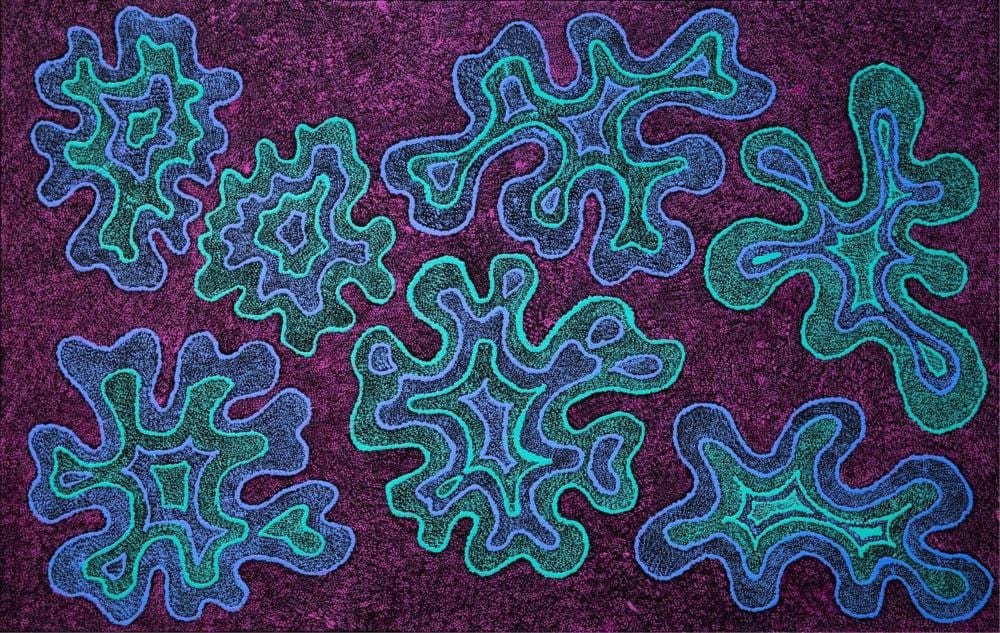 Elizabeth Douglas comparable auction result: elizabeth douglas seven sisters dreaming acrylic on canvas 97cm x 152cm