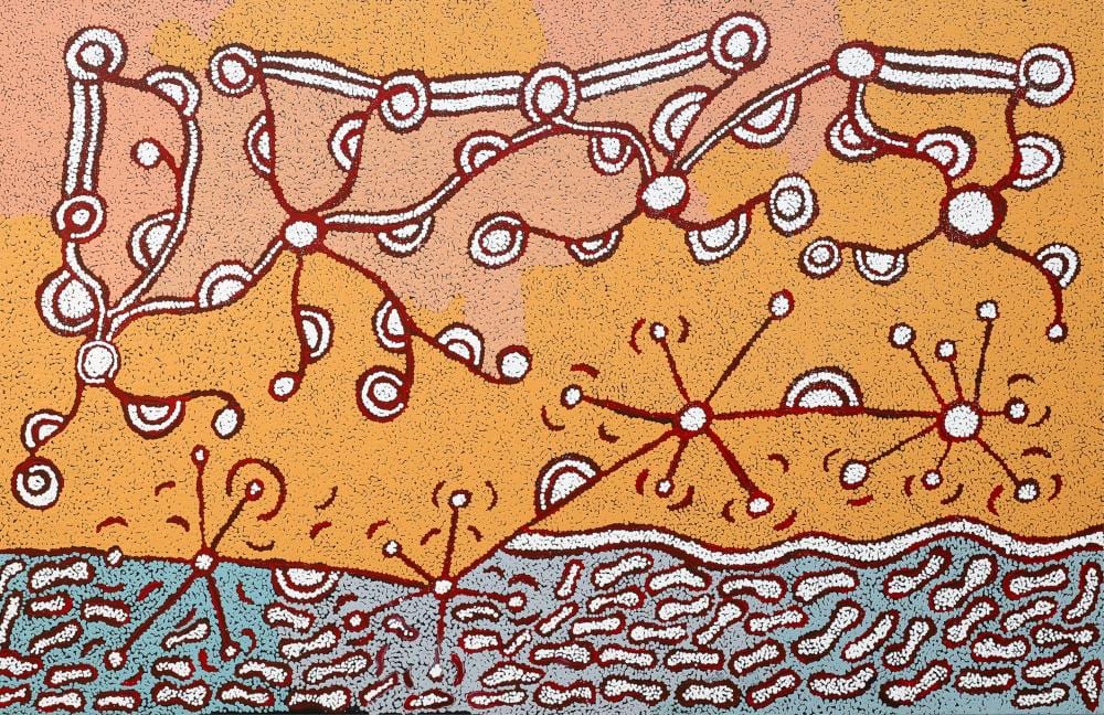 Lynette Corby Nungarrayi comparable auction result: lynette corby nungarrayi seven sisters acrylic on canvas 97cm x 149cm