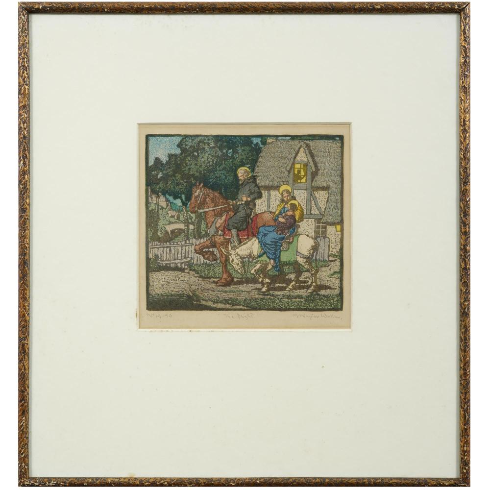 Napier Waller comparable auction result: mervyn napier waller 1894 1972 the flight linocut printed in colours