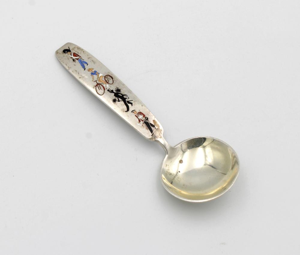 Anton Michelsen comparable auction result: a danish sterling silver and enamel caddy spoon by anton michelsen