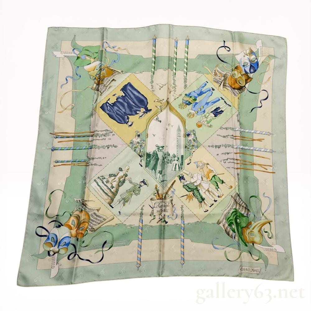Hubert De Watrigant comparable auction result: hermes le carnaval de venise silk jacquard scarf by hubert de watrigant
