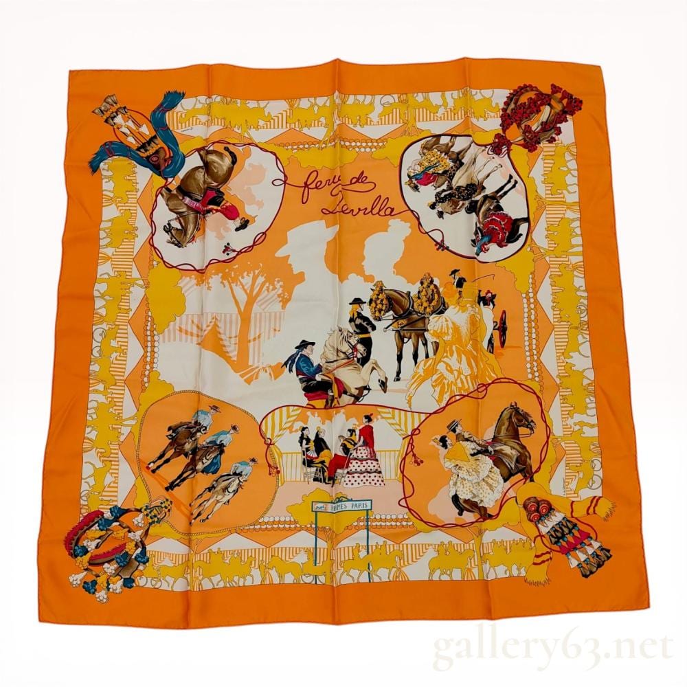 Hubert De Watrigant comparable auction result: hermes feria de sevilla silk scarf by hubert de watrigant