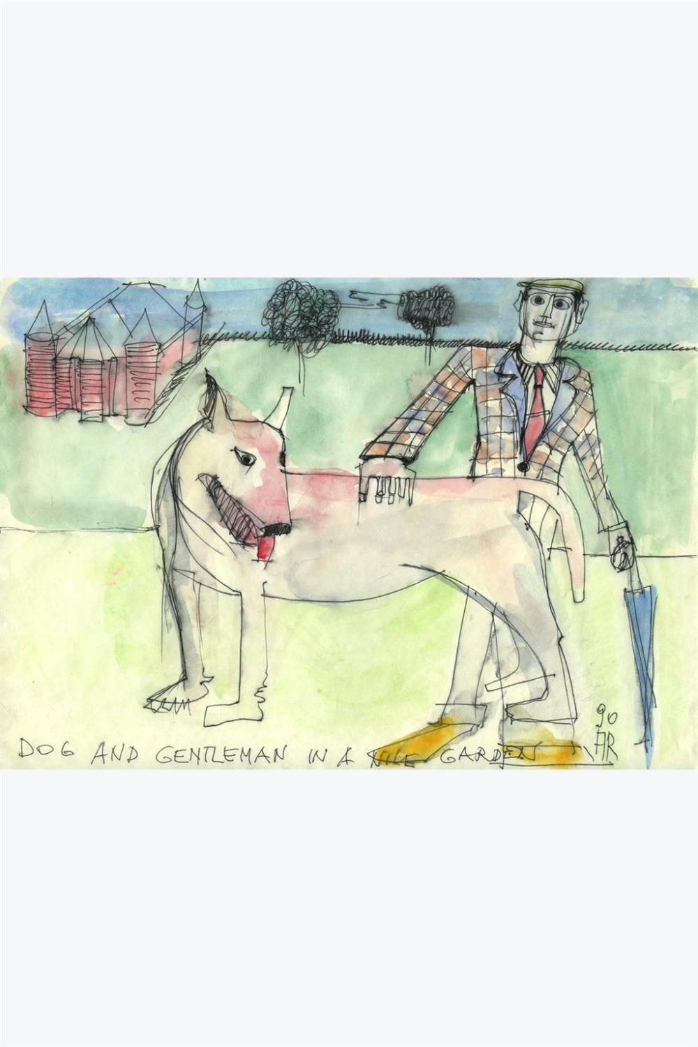 Aldo Rossi comparable auction result: aldo rossi 1931 1997 dog and gentleman in a nice garden 1990