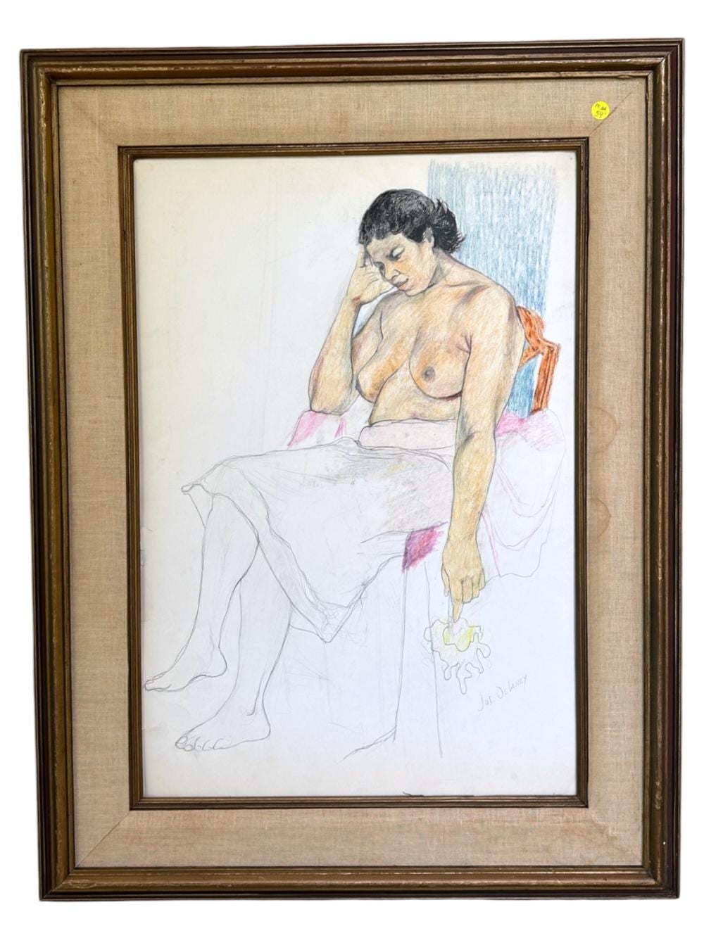Joseph Delaney comparable auction result: joseph delaney 1891 1942 original nude pencil oil pastel
