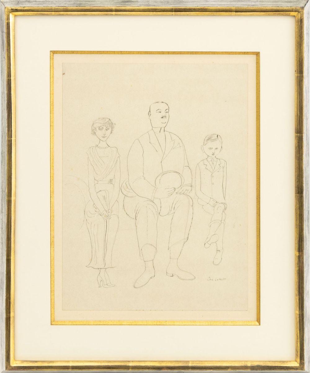 Charles Laborde comparable auction result: charles laborde the family pencil ink on paper