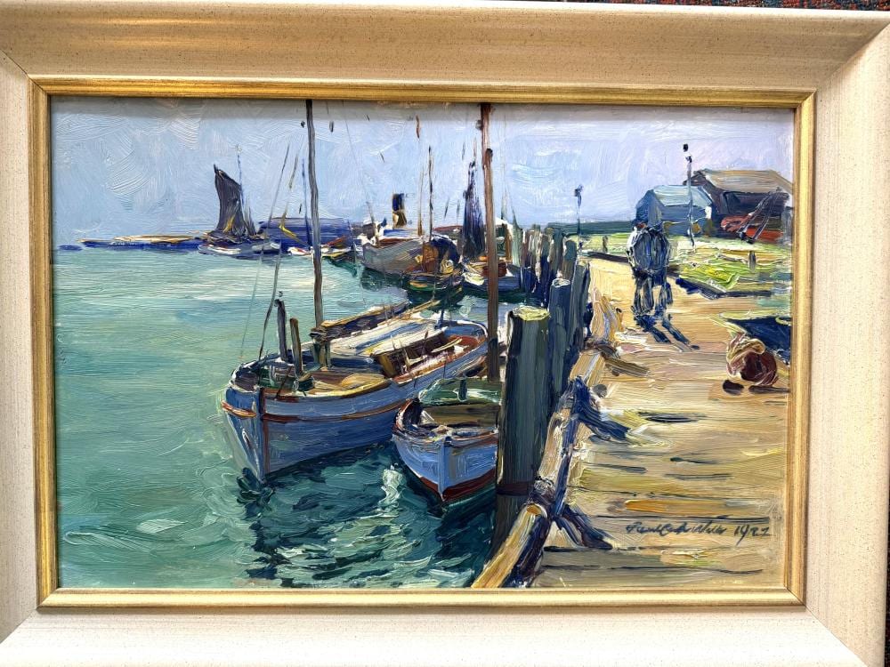 paul ernst wilke 1894 1972 1927 fischerboote am kai l platte gerahmt rg 52x72 cm · Auktionshalle Cuxhaven · 2026-04-29 Paul Ernst Wilke comparable auction result: paul ernst wilke 1894 1972 1927 fischerboote am kai l platte gerahmt rg 52x72 cm